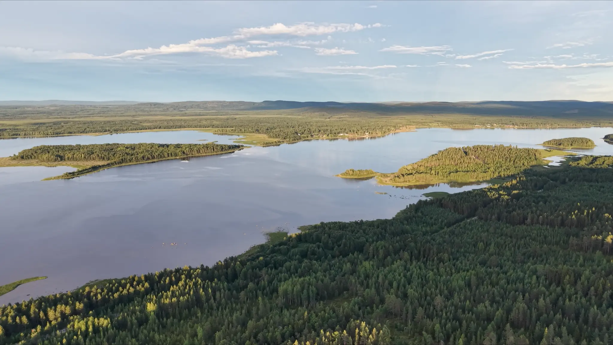 Lake and islands in northern Sweden